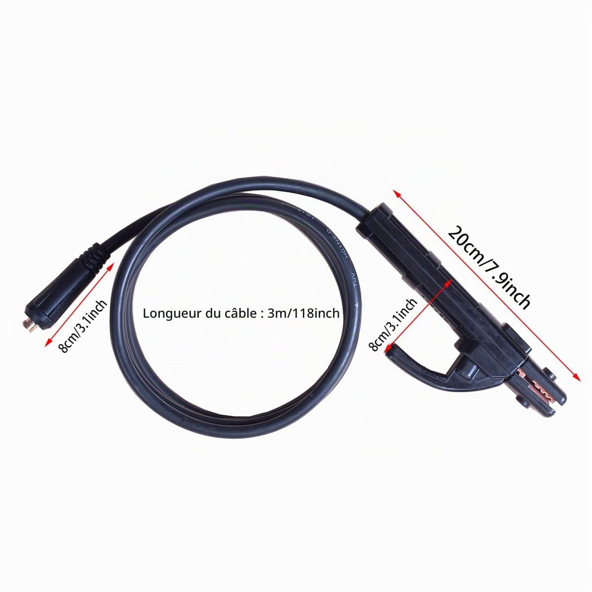 Support d'électrode de soudage 200 A avec câble de 3 m assemblé, pince de terre pour soudeur ARC ZX7 MMA à souder