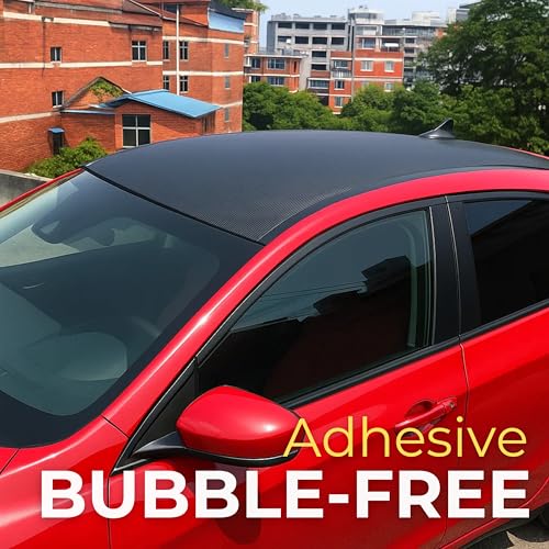 Image of RockRose Epoxy High Gloss Black Carbon Fiber Vinyl Wrap, Anti-Wrinkle, Air Release Automotive Bubble Wrap, Self Adhesive Car Vinyl Sticker DIY Decals 5FT x 5FT