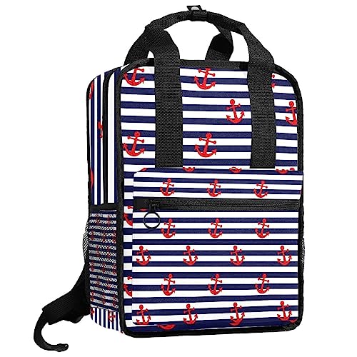 Sac à dos pour garçons cartable filles rouge motif ancre marine