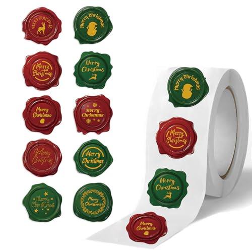 500 Pcs Christmas Stamp Roll Stickers, 1 Inch Self...