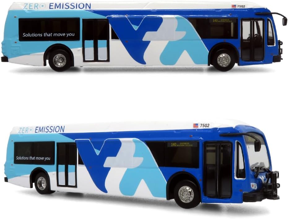 Generic 2021 ZX5 Electric Transit Bus - Santa Clara Valley Diecast Model Iconic Replicas Scale 1:87 Proterra, Blue