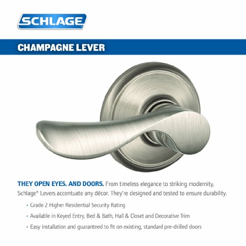Schlage Champagne Privacy Lever, Andover Rose, Satin Nickel , 2.3 x 5 x 2.8 inches - FA40CHP619/F40CHP619AND - image 2