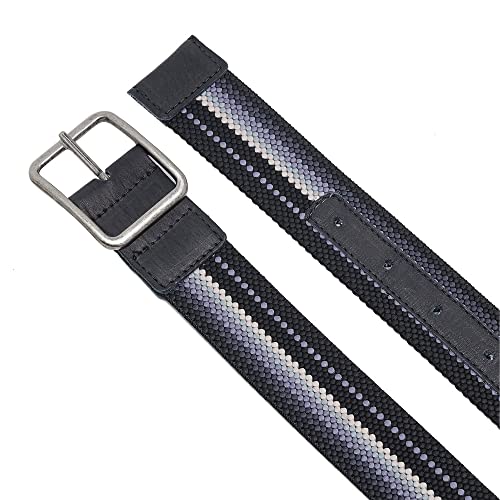 Cinto Masculino Lona E Couro (M, Preto, Azul, Bco)