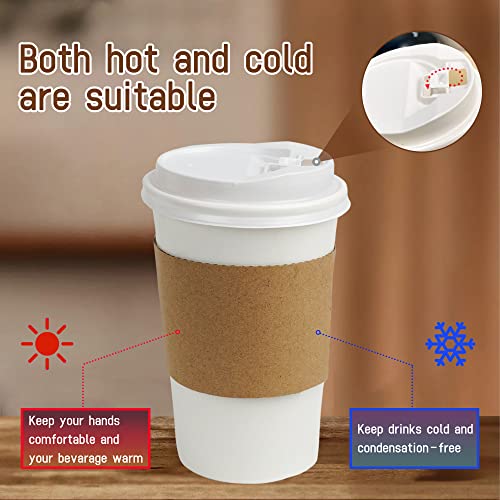 Ibition 100 Pack 16Oz Disposable Coffee Cups With Lids,To Go Paper Coffee Cups For Hot & Cold Beverages,Paper Drinking Cups For Home-Use,Office,Restaurant And Events. #TOP3