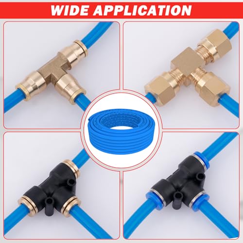 Image of CheeMuii 50 FT 3 /8 inch DOT Air Line Blue 3 /8 PA12 Nylon Pneumatic Tubing 15.2 Meter 3 /8 Inch OD Pneumatic Air Tubing Pipe Hose Line for Semi Truck Trailer or Industrial Air System