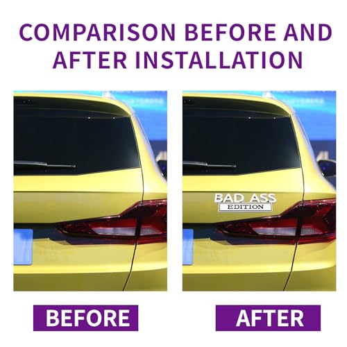 Image of Car Modification Label, Bad Ass 3D Fender Badge Decal Car Sticker, Car Funny Modification Label Decal, Car Fender Bumper Sticker Body Sticker Fit for Universal Vehicle(Silver &Black)