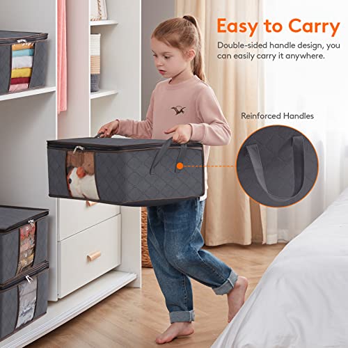 Image of Lifewit 35L Clothes Storage Bags with Clear Window, Foldable Underbed Clothes Covers, Organisers for Clothing, Bedding, Sweaters Protection, 10 Pack, Grey