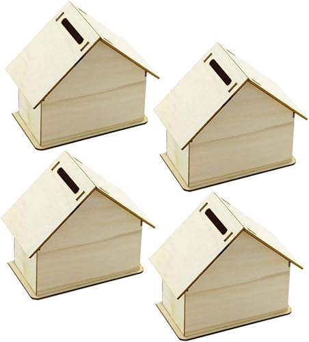 Miniatura 8 de Exceart Juego de 4 figuras de escritorio de madera para decoración de uñas, soporte de madera, juegos de bancos, juguetes de madera, artesanías de