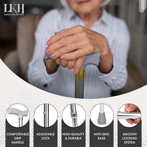 Lkh Walking Stick Lightweight 28-38 Inches Aluminum Walking Cane For Seniors & Adults – Adjustable Walking Stick With Comfortable Handle & Anti-Skid Base - 4