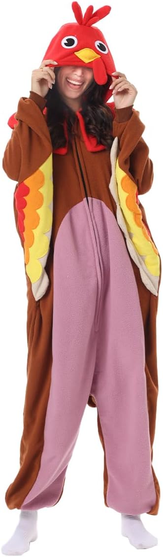 Turkey Onesie Pajamas Costume Adult Thanksgiving Halloween Christmas Cosplay Unisex Party Costume - Image 5