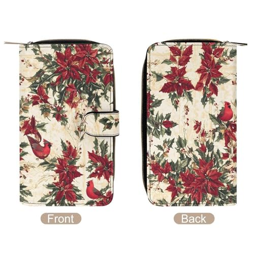 Christmas Cardinal Birds Women's Wallets Leather Fold Clutch Wallet Credit Card Holder Ladies Travel Purse3