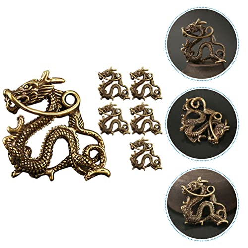 Happyyami Brass Dragon Charm 6pcs Antique Chinese Feng Shui Dragon Pendant Wealth Prosperity Hanging Ornament for Making Accessory DIY Necklace Keychain - Image 4