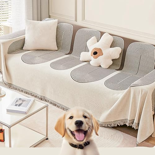 senmew Reversible de Doble Cara Manta Sofa, Mantas para Sofa Adecuado para 1/2/3/4 Plazas y Sofa Chaise Longue, Manta Cubre Sofa Impermeable, Adecuado para Varios Escenarios (Gris,180x380cm)