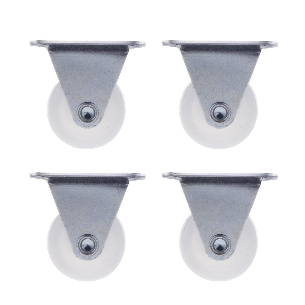 4PCS 1'' White PP Fixed Plate Caster Wheel 10kg 22lbs Cabinet Drawer Cart-image-9