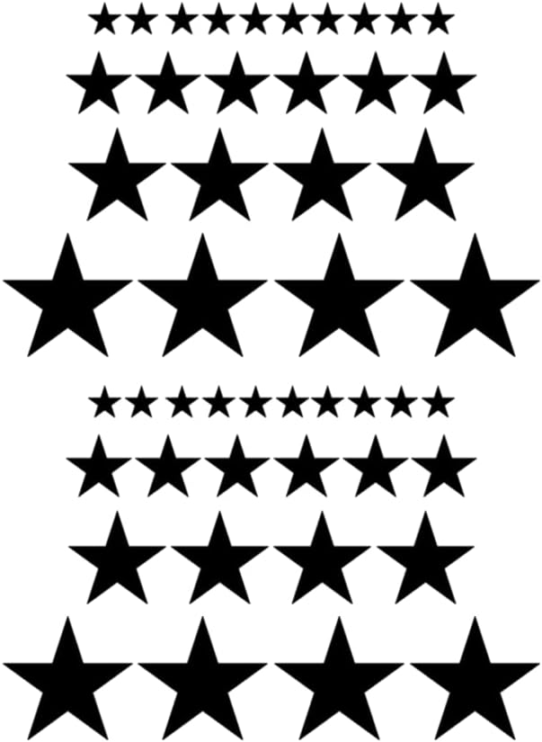 Star Shape Vinyl Decal Sticker Bundle, Black, Multiple Sizes, 48 Piece Set