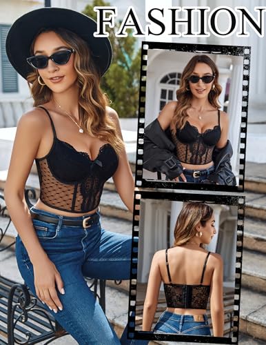 Avidlove Corset Tops for Women V Neck Bustier Lingerie Adjustable Strap Crop Top with Underwire4