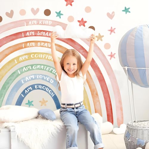 Vinilo decorativo grande arcoíris con frase inspiradora 76x45'' miniatura 7