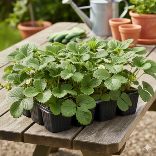 Senga® Erdbeerpflanzen Senga®-Sengana®, Gartenpflanzen im 10er Anzuchttray, Frische Jungpflanzen für Garten und Balkon LK-Gartenwelt