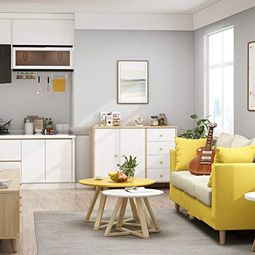 Table café bois massif blanc 70cm petit canapé table d'appoint - 6