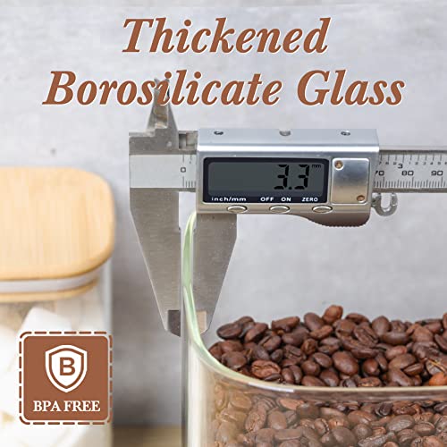Comsaf Glass Food Storage Containers, 111/37 Oz Glass Flour And Sugar Containers With Airtight Lids, Large Square Glass Jars With Bamboo Lids For Rice, Pasta, Oats, Grains, Cookies, Snacks, Candy #TOP3