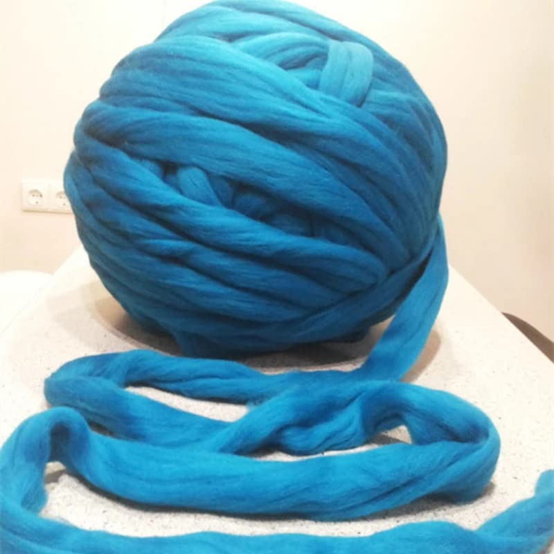 Gruba przędza bawełniana, Przędza do robótek ręcznych 1 kg Filc włóczkowy wielokolorowy(Light blue)