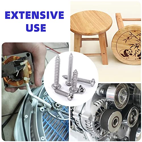 Glarks 620Pcs #6#8#10 Self Drilling Screws Kit, 304 Stainless Steel Flat & Truss Head Self Tapping Sheet Metal Tek Screws And 410 Stainless Steel Wafer Washer Head Phillips Self Drilling Screws #TOP6