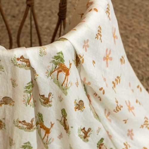 Image of GLLQUEN BABY Receiving Blanket Boy Cotton Muslin Swaddle Blankets Girl Newborn Squares Breathable & Soft Thin Baby Blankets Cloths Double Absorbent Infant Swaddling Wrap - 6 Pack (Deer & Soft Light)