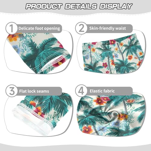 Palm Trees Hibiscus Flowers Girls Leggings Ultra Soft Compression Yoga Gym Pants for Kids 4-10T3