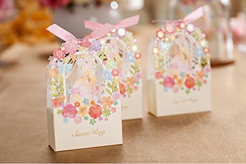 Miniatura 2 de Saitec  50 cajas de regalo de boda para novia y novio, caja de regalo de flores, decoración de fiesta, casamento, boda, novia y novio