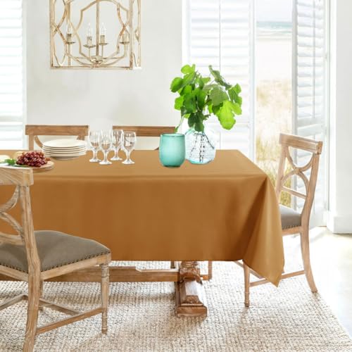 Image of Obstal 210GSM Rectangle Table Cloth, Coffee, 60 x 102 Inch | Heavy Duty Water Resistance Microfiber Tablecloth, Decorative Fabric Table Cover for Outdoor and Indoor Use