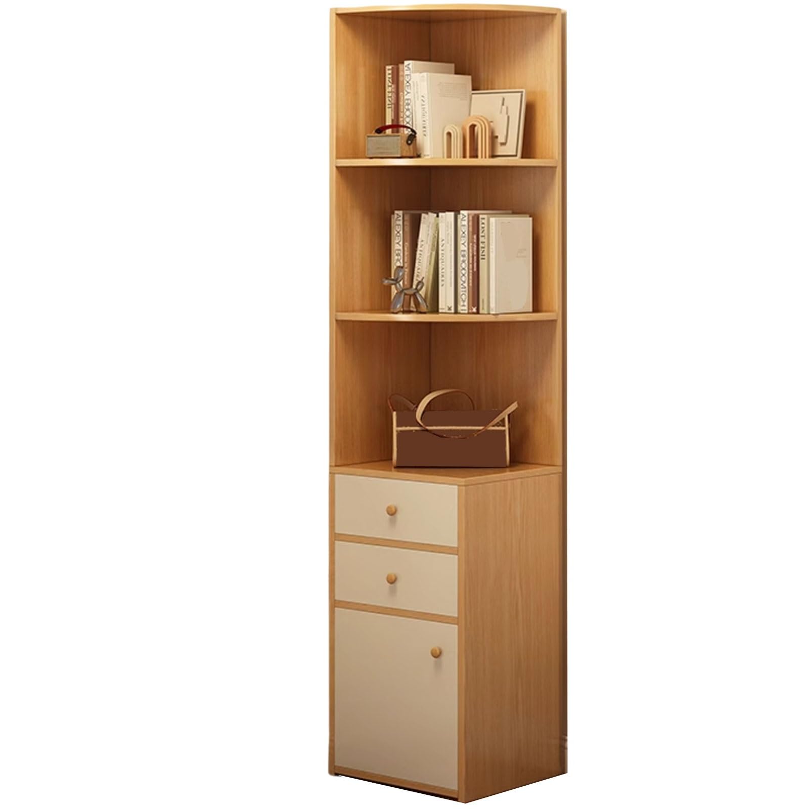 Meuble D Angle Cuisine Haut Étagère d'angle 30 * 30 * 150CM avec Armoire À Porte Et Étagères Ouvertes Plusieurs Modes De Stockage Étagère d'angle Debout(Multi-Colored)
