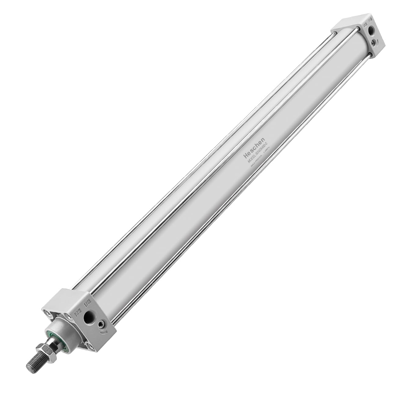 Heschen Pneumatischer Standardzylinder mit Magnetring, SC 40-450-S, PT1/4-Zoll-Anschluss, 40 mm Bohrung, 450 mm Hub, doppeltwirkend