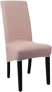 DealMux Funda de Silla de Jacquard de Punto Strech Spandex Silla de Comedor de Respaldo Largo Funda de Asiento Protector de Funda Rosa XL