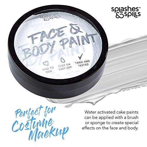 Water Activated Face and Body Paint - White, 18g Cake Tub - Pretend Costume and Dress Up Makeup by Splashes & Spills - Thumbnail 4