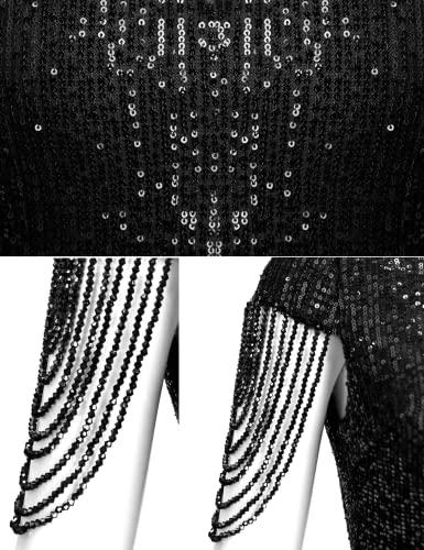 Meilun Women'S V Neck Sequin Formal Dress Fringe Bead Sleeve Mermaid Gown Prom Party Maxi Evening Dress thumb #6