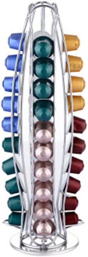 Coffee Capsules Storage Basket,Counter Coffee Caps Coffee Capsule Holders Holds 40 Single Cup Coffee Pods In Silver Color Cup Carousel Coffee Pod Holder Carousel