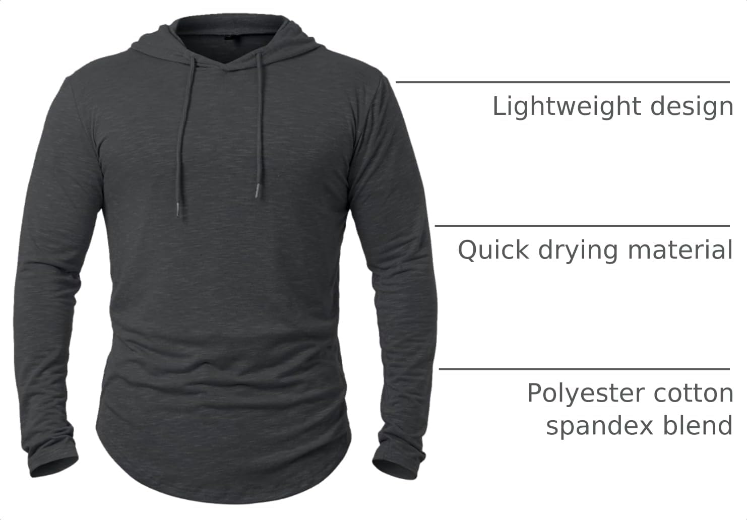 MANSDOUR Men's Athletic Hooded Shirts Long Sleeve Workout Sport Hoodie Casual Running T Shirt Quick Dry Pullover Top image 4