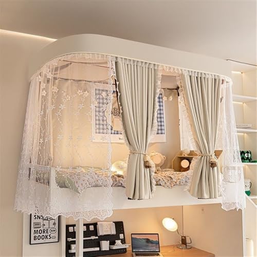 Bunk Bed Canopy Curtain Set with Mosquito Net, Frame Tent for Top & Bottom Bunk Beds, Loft Bed Curtains, Stylish Bed Tent for Kids, Privacy & Protection
