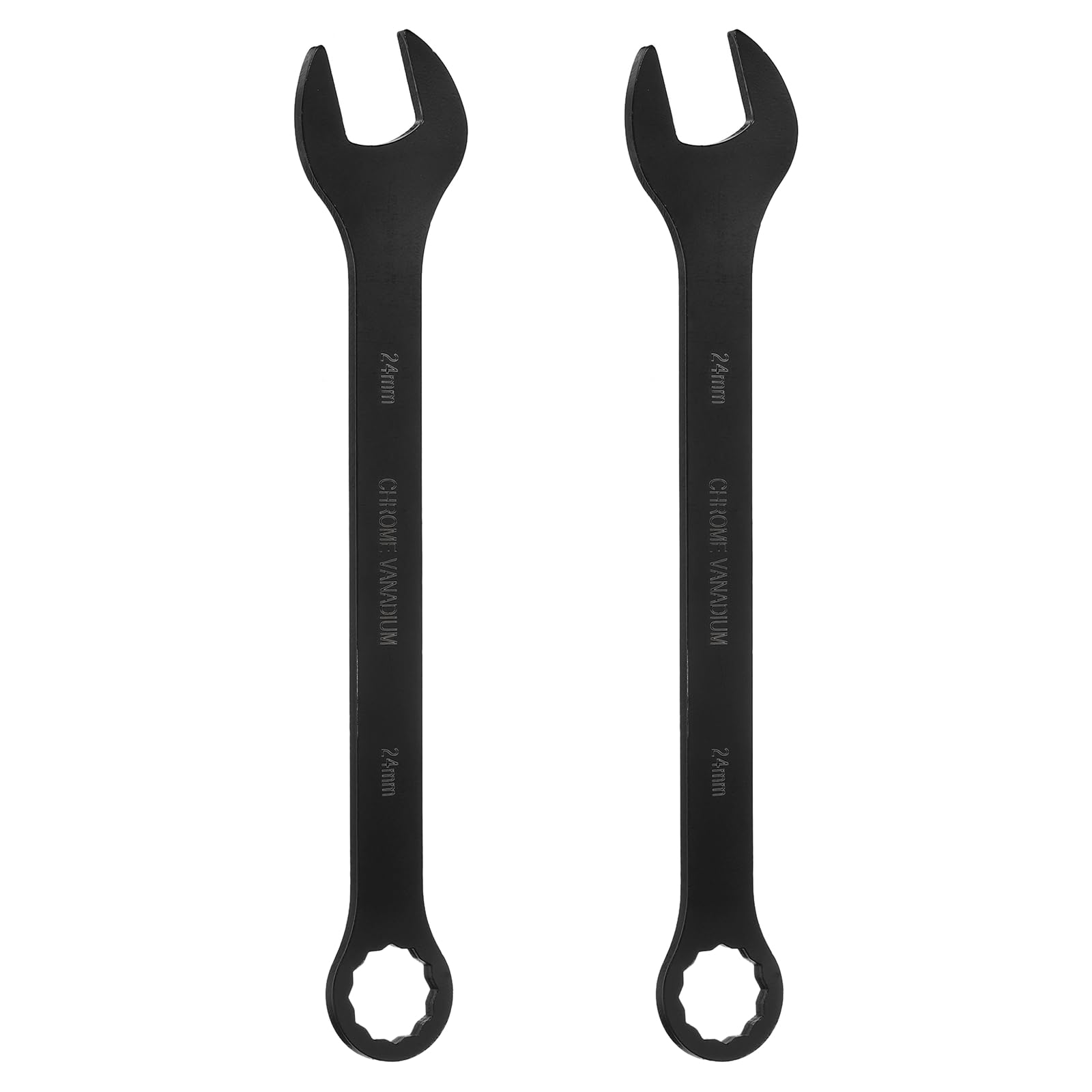 sourcing map 2pcs Metric Combination Wrench 24mm CR-V Steel 12-Point Box & Open End Double Ended Wrenches Spanners Tools for Household Automotive Machinery DIY Repair, Black