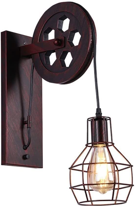 Aplique de pared vintage E27 con farol de hierro forjado retro de una cabeza
