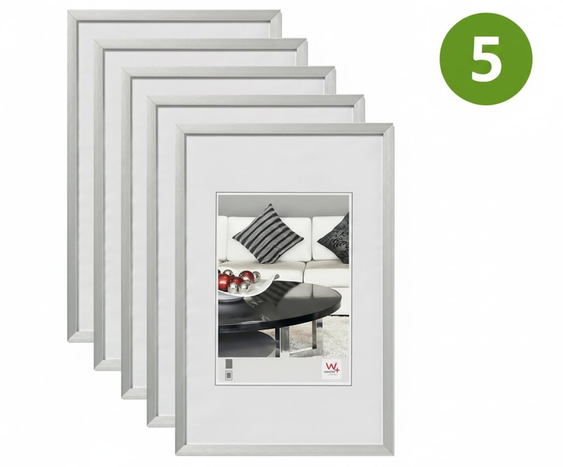 walther design Bilderrahmen Silber 20x30 cm, 5er Pack, Chair Alurahmen AJ030S5