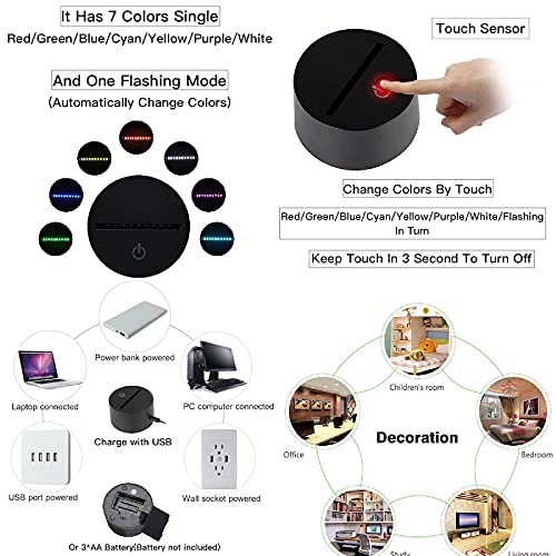 Cartoon Karakter Anime Zeeman Maan 3d Illusie Geleid Nachtlicht Afstandsbediening/Aanraking Dubbele Modus Leuke Maan… - Image 6