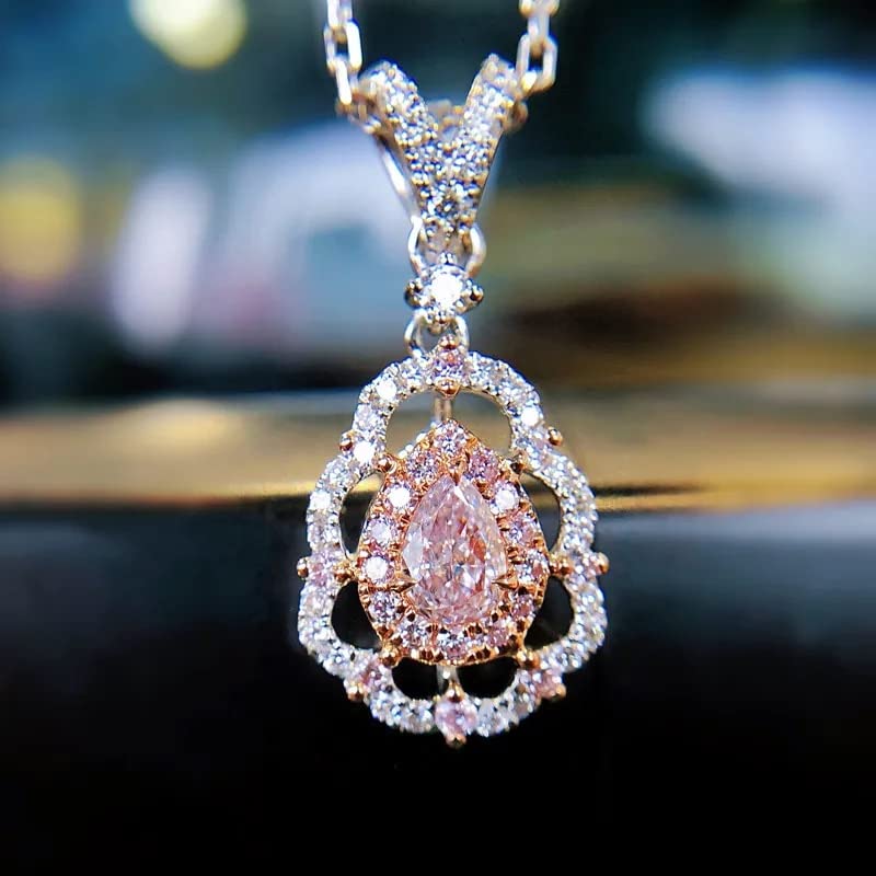 Collier cristal rose ras du cou anti-ternissement chaîne courte argentée CZ