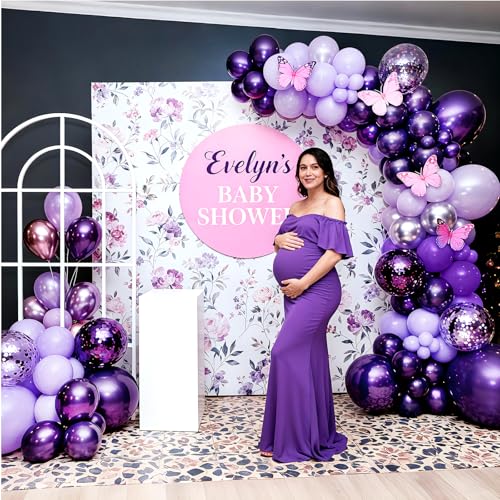 Image of Bezente Purple Chrome Confetti Lavender Lilac Balloons Kit 60pcs 12-in