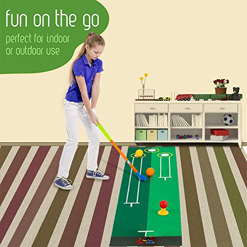 Toyvelt Toddler Golf Set - Kids Golf Clubs With 6 Balls, 4 Golf Sticks, 2 Practice Holes And A Putting Mat - Promotes Physical & Mental Development - Toys For 2 3 4 5 Year Old Boys #TOP3