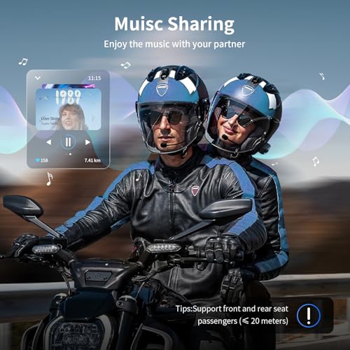 FODSPORTS Mesh Motorcycle Intercom, FX10C Motorcycle Bluetooth Headset with Audio Multitasking, Up to 24 Riders Helmet Communication System with Music Sharing for Motorbike/ATV/Dirt Bike, 2 Pack