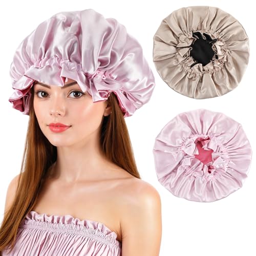 YBEATY 2 Pcs Adjustable Silk Bonnet Double Layer...