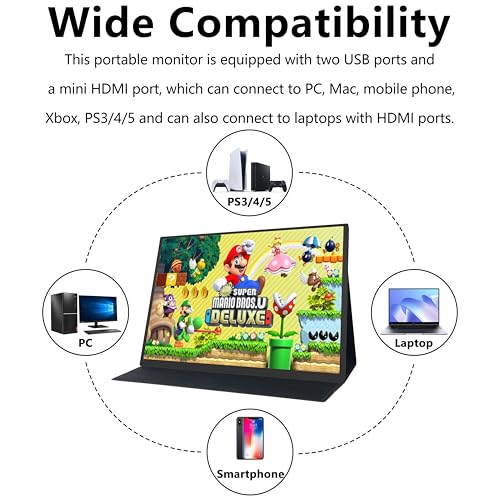 Image of Portable Monitor 10.5'' 1920x1280 (3:2) IPS Display, 100% sRGB, 430 Nits HDR, USB-C & HDMI Travel Monitor with Smart Case & Speakers, External Monitor for Laptop Mac Phone PS5 Xbox Switch