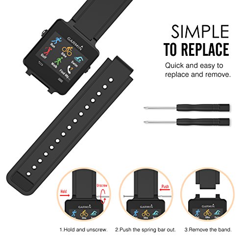 Moko Watch Band Compatible With Garmin Vivoactive, Soft Silicone Replacement Fitness Bands Wristbands With Metal Clasps For Garmin Vivoactive/Vivoactive Acetate Sports Gps Smart Watch - Black #TOP2