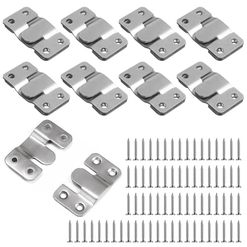 Image of 4 Hole Flush Wall Picture Hanger Hook with Screws, 18 Pieces Interlocking Stainless Steel Hanging Buckle Mirror Panel Connecting Concealed Hanger Art Gallery Clock Shelves Mirrors Hanging Hardware